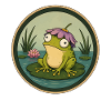 Grenouille de rivière sur nénuphar