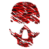 Crâne rouge avec des fissures