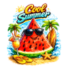 Cool Watermelon Summer Vibes Illustration