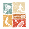 Badminton print with player, racket, shuttlecock