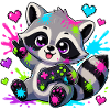 Bunter Raccoon mit Controller