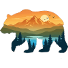 Bear silhouette mountain landscape
