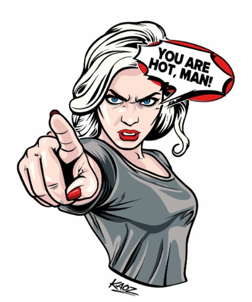 Komiksowa Dzika Femme Wskazywanie
