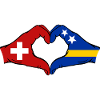 Switzerland Curacao Flag Hands Heart Shape