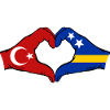 Turkey Curacao Flag Hands Heart Shape