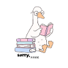Lesende Gans mit Brille
