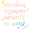 Alphabet craie arc-en-ciel avec astérisques