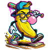 Cool Banana Baseball Bubblegum Comic Design