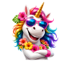 Regenbogen-Einhorn mit Blumenbrille