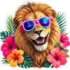 Tropical lion with sunglasses