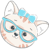 Cute nerd kitten with glasses & bow