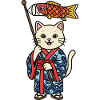 Chat japonais avec drapeau poisson