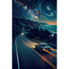 Midnight Coastal Road Trip Retro Adventure