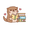 Cute River Otter Loves Reading Books