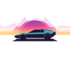 Synthwave Auto Outrun Grid Sunset 80s
