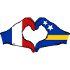France Curacao Flag Hands Heart Shape