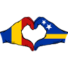 Romania Curacao Flag Hands Heart Shape
