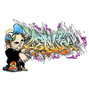 Graffiti Figur mit urbaner Letterkunst