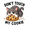 Cute Cat Cartoon Cookie Snacking Saying