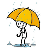 Gelber Regenschirm im Regen – Minimalstil