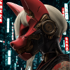 Roter Neon-Fox Maskenhelm