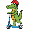 Krokodil auf einem Roller