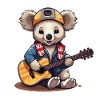 Guitariste rock koala en look aventure