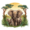 Savannen-Elefantenfamilie Illustration