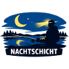 Nachtfischer Silhouette bei Mondschein