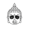 Buddha Black White Glasses