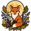 Fox under full flowery moon