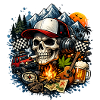 Skull Adventurer Camping Rock