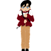 Anime-Figur mit rotem und beigem Fell