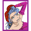 Neon-Punk-Diva mit blauen Haaren