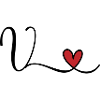 Letter V Monogram Initial Heart