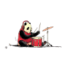 Panda Drummer in Red Hoodie