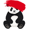 Panda mit roter Farbspur Comic Motiv
