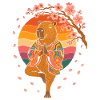 Meditierender Bär im Kirschblüten-Kimono