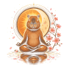 Mondschein Meditativer Bär mit Kirschblüten