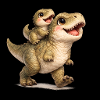 Mom T-Rex Playing With Her Baby