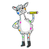 Lama mit bunten Punkten und Bleistift