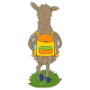 Lama mit buntem Rucksack