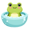 Frog in a bubble bath
