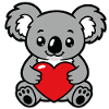 Süßer Koala mit Kawaii-rotem Herz