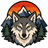 Wolf's head and mountains at sunset