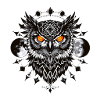 Geometric Eagle Owl with Full Moon