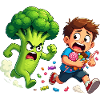 Fighting broccoli against sweets