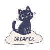 Rêveur chat sur nuage