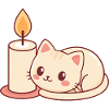 Cute Cat and Bright Candle