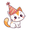 Festive cat in kawaii party hat